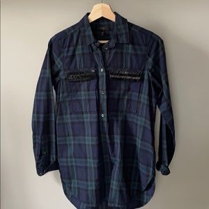 J.Crew Plaid Embellished Button-Down Size 00